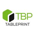 Logotipo corporativo de TBP Tableprint con icono geométrico en verde y negro