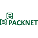 Logotipo PACKNET en verde con iconos geométricos apilados a la izquierda.
