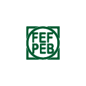 Logotipo FEFPEB en color verde con diseño geométrico circular y cuadrado superpuestos.