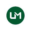 Logotipo circular verde con las iniciales LM en blanco.